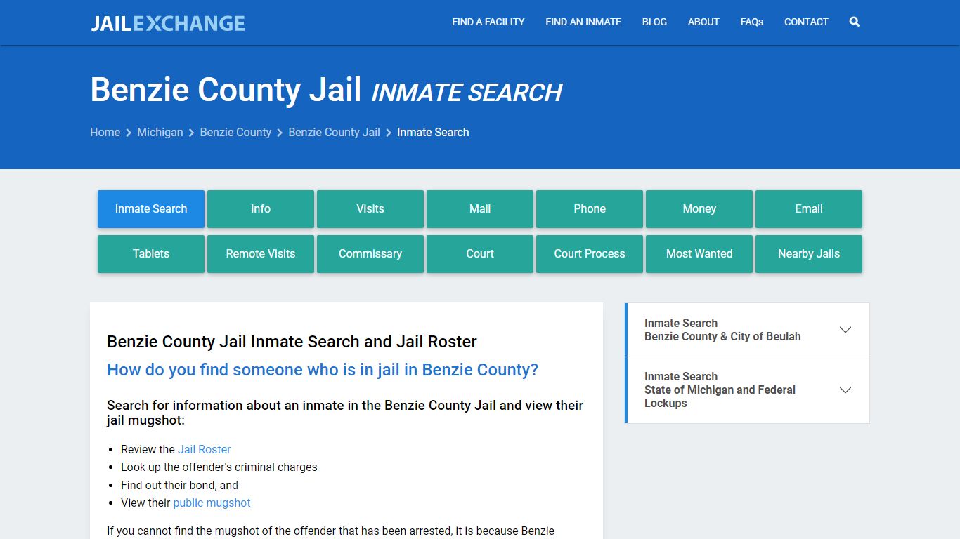 Inmate Search: Roster & Mugshots - Benzie County Jail, MI - Jail Exchange